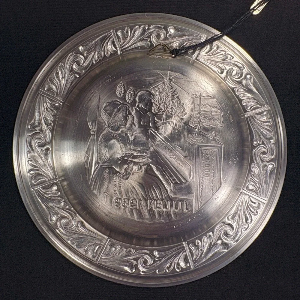 A. Holthe Norway Pewter Plate Julen 1989 Christmas Plate with Box‎ Collectible